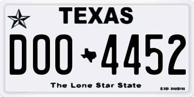 TX license plate DOO4452