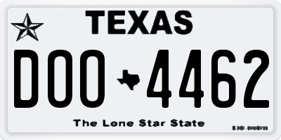 TX license plate DOO4462
