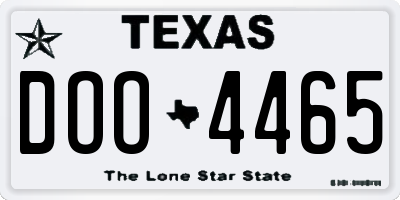 TX license plate DOO4465