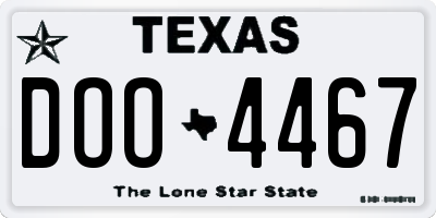 TX license plate DOO4467