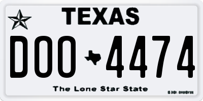 TX license plate DOO4474