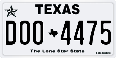 TX license plate DOO4475