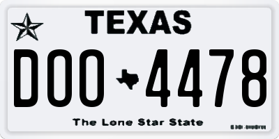TX license plate DOO4478