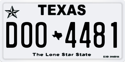 TX license plate DOO4481
