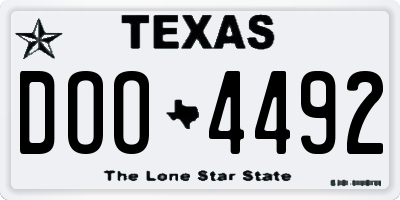 TX license plate DOO4492