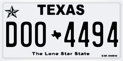 TX license plate DOO4494