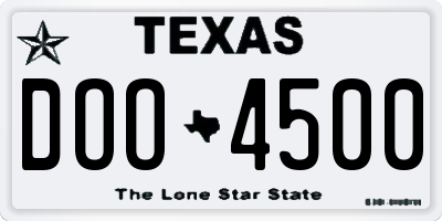 TX license plate DOO4500