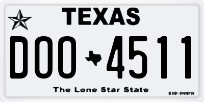 TX license plate DOO4511