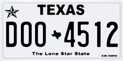 TX license plate DOO4512