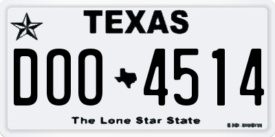 TX license plate DOO4514