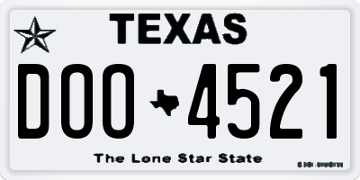 TX license plate DOO4521
