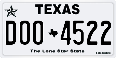 TX license plate DOO4522