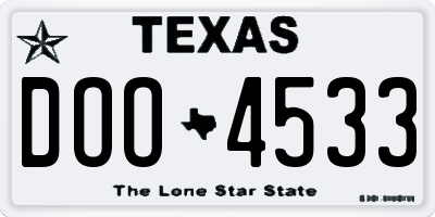 TX license plate DOO4533
