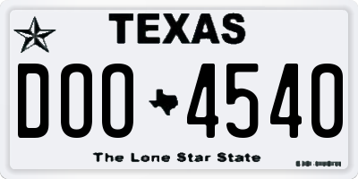 TX license plate DOO4540