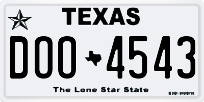 TX license plate DOO4543