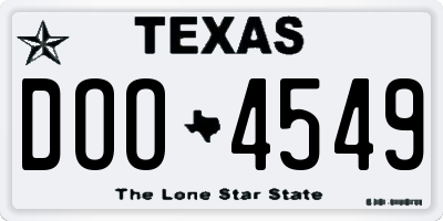 TX license plate DOO4549