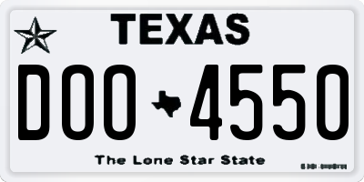 TX license plate DOO4550