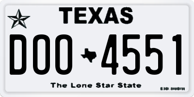 TX license plate DOO4551