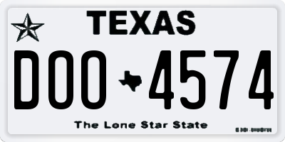 TX license plate DOO4574