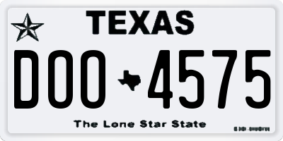 TX license plate DOO4575