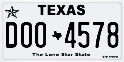 TX license plate DOO4578