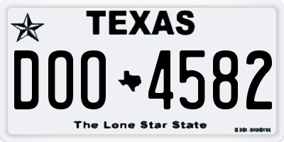TX license plate DOO4582