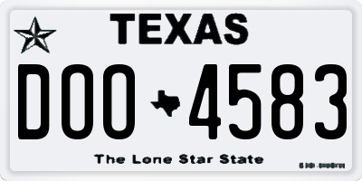TX license plate DOO4583