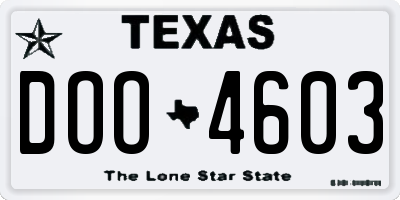 TX license plate DOO4603
