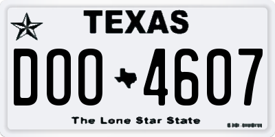 TX license plate DOO4607