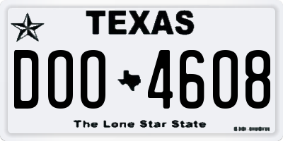 TX license plate DOO4608