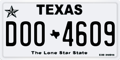 TX license plate DOO4609