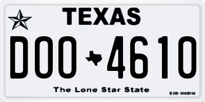 TX license plate DOO4610