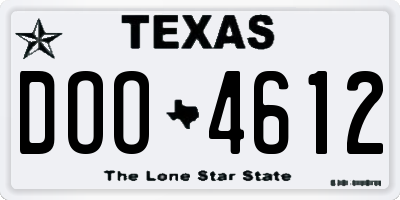 TX license plate DOO4612