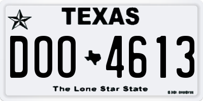 TX license plate DOO4613