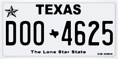 TX license plate DOO4625