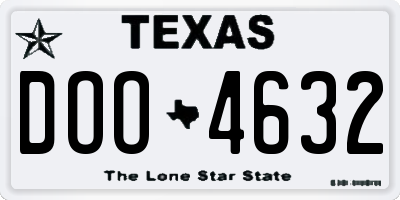 TX license plate DOO4632