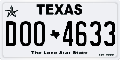 TX license plate DOO4633