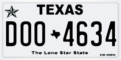 TX license plate DOO4634