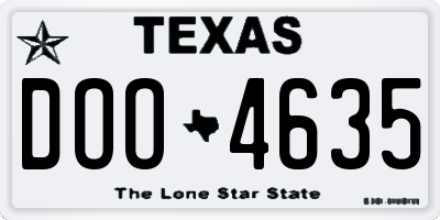 TX license plate DOO4635