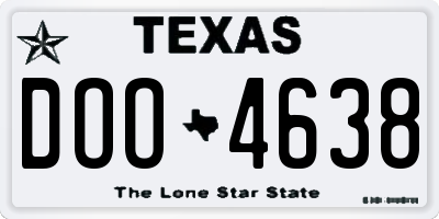 TX license plate DOO4638