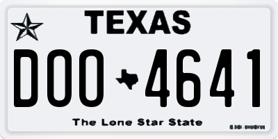 TX license plate DOO4641