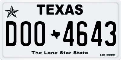 TX license plate DOO4643