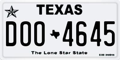 TX license plate DOO4645