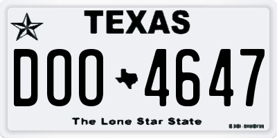TX license plate DOO4647