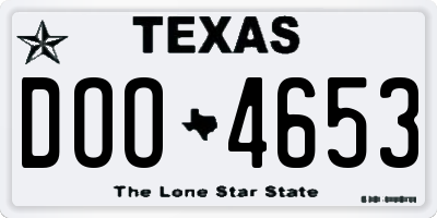 TX license plate DOO4653