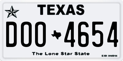 TX license plate DOO4654