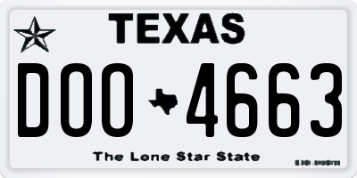TX license plate DOO4663