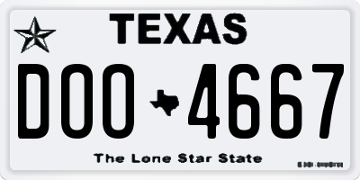 TX license plate DOO4667
