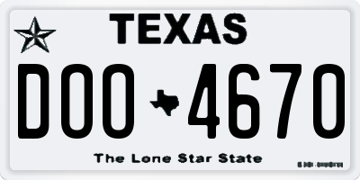 TX license plate DOO4670