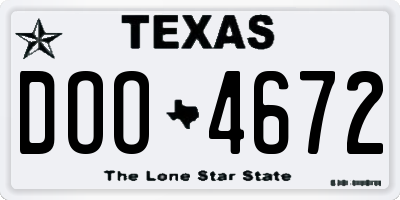 TX license plate DOO4672